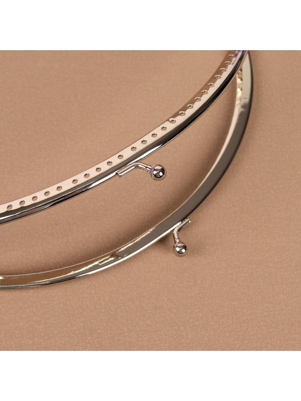 Фермуар пришивной «Полукруг», 20 см, цвет серебряный