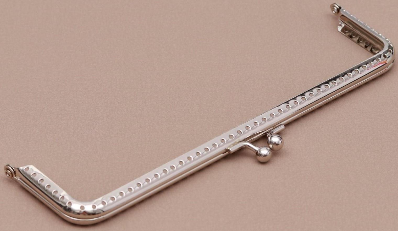 Фермуар пришивной «Прямоугольник», 20 см, цвет серебряный