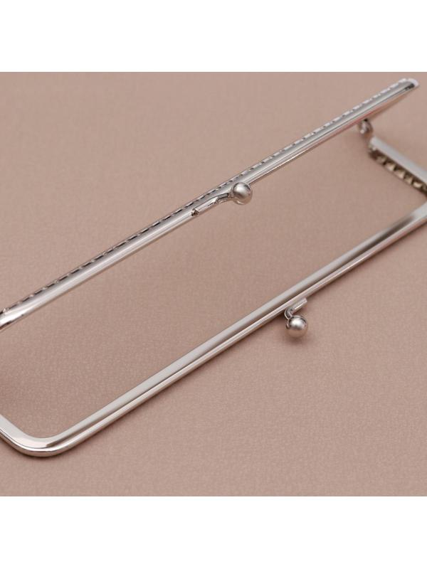 Фермуар пришивной «Прямоугольник», 20 см, цвет серебряный