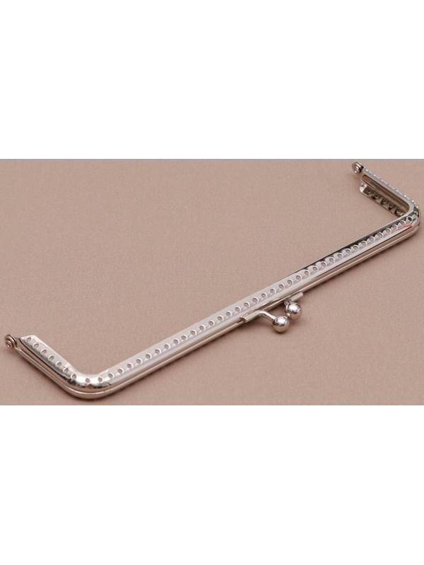 Фермуар пришивной «Прямоугольник», 20 см, цвет серебряный