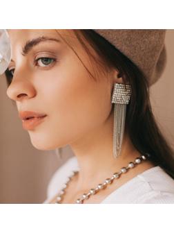 Серьги висячие со стразами 