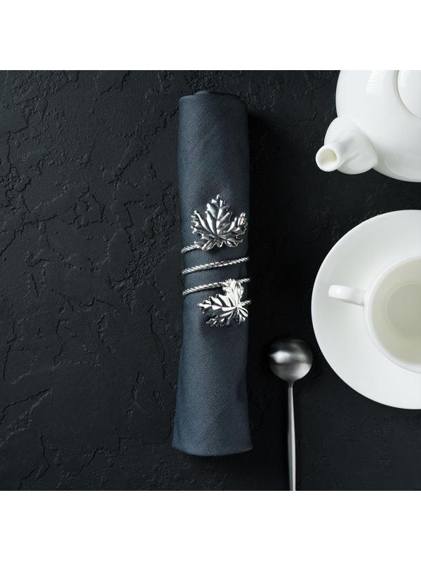 Кольцо для салфетки «Лист», 10×4,5 см, цвет серебряный