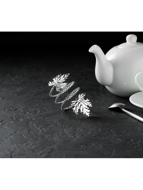 Кольцо для салфетки «Лист», 10×4,5 см, цвет серебряный