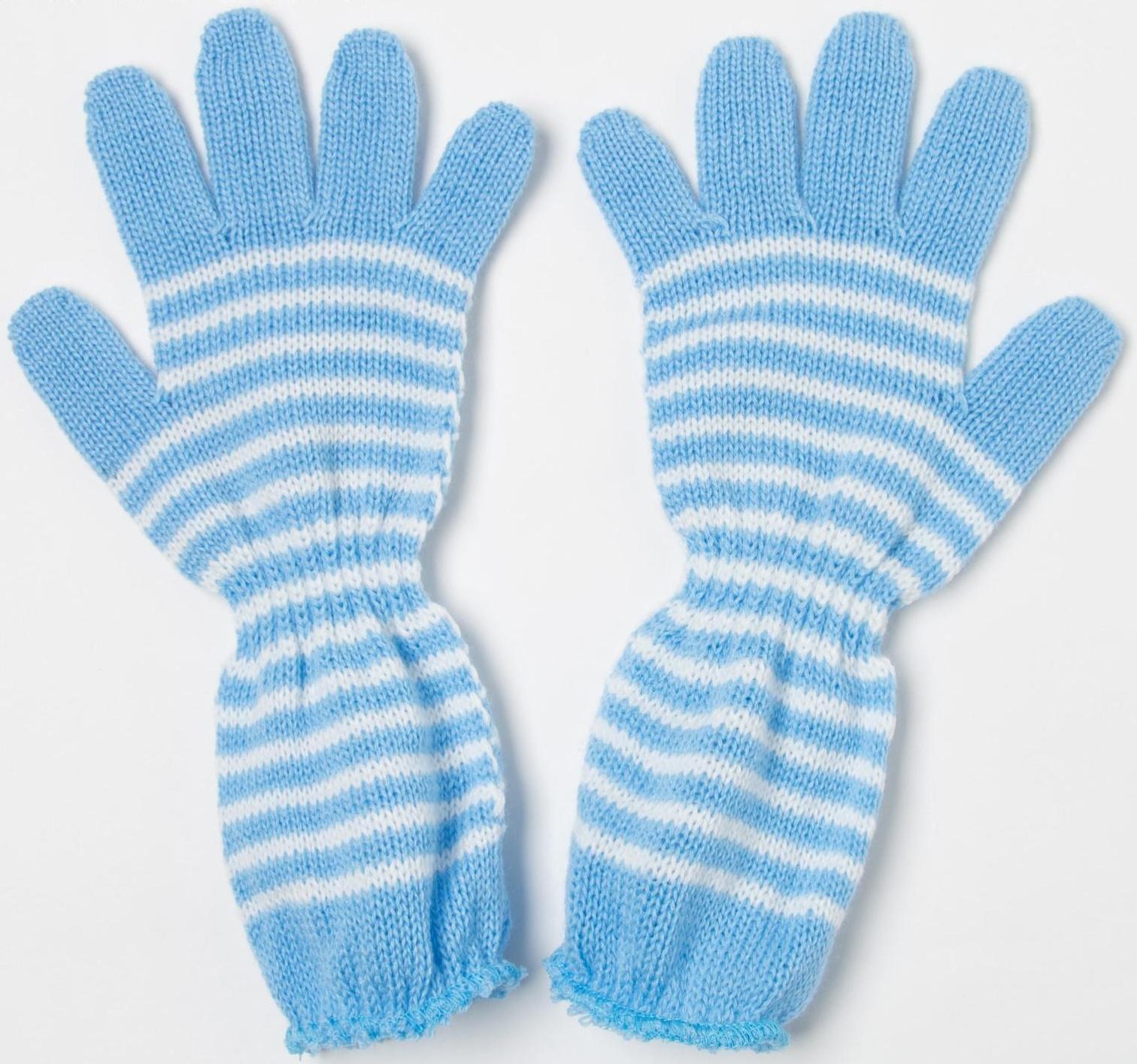 Перчатки для девочки, цвет голубой, размер 14