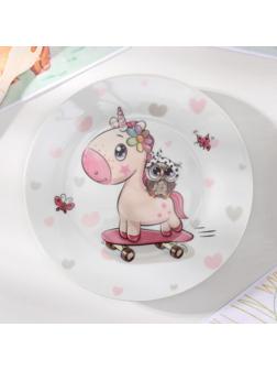 Тарелка Доляна «Совёнок и единорог», d=17,5 см