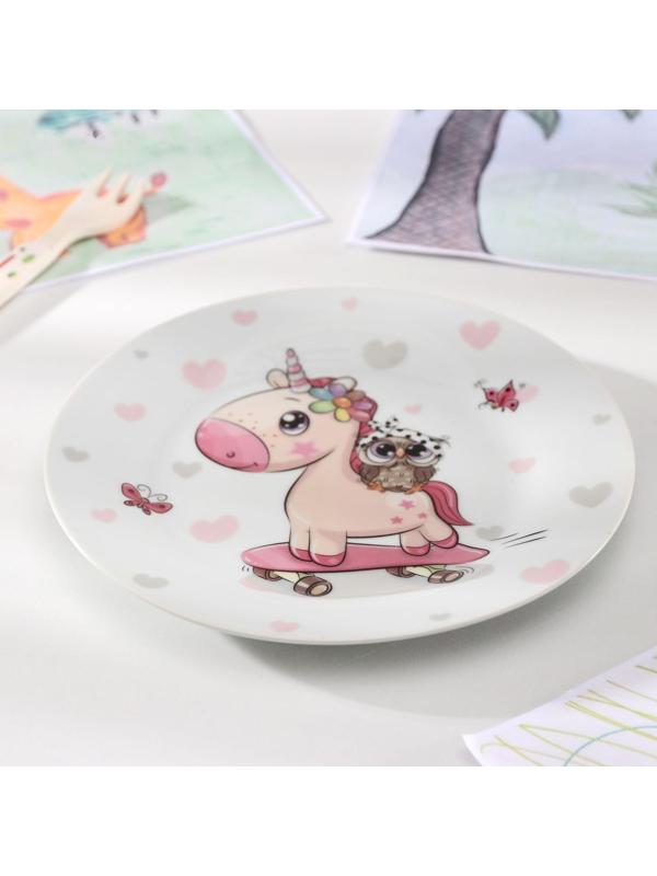 Тарелка Доляна «Совёнок и единорог», d=17,5 см