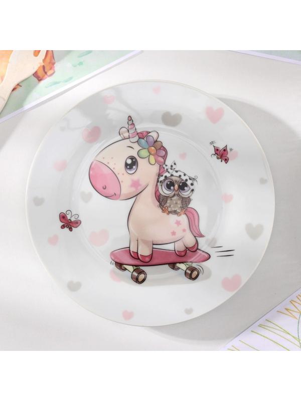 Тарелка Доляна «Совёнок и единорог», d=17,5 см