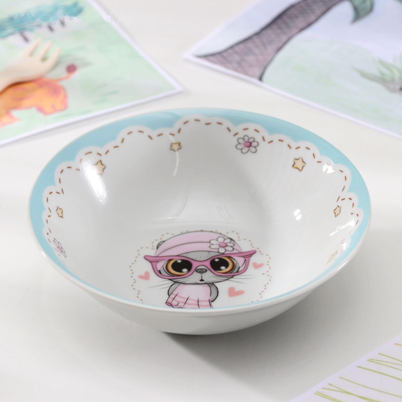 Тарелка глубокая Доляна «Котик», 400 мл, d=15 см