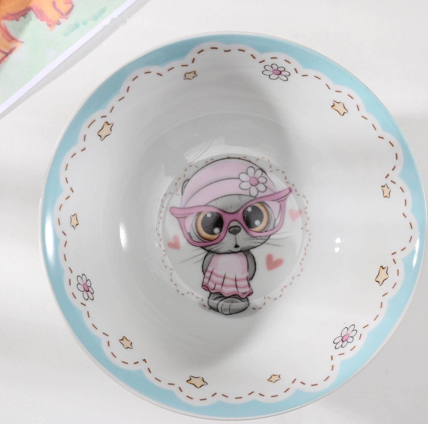 Тарелка глубокая Доляна «Котик», 400 мл, d=15 см