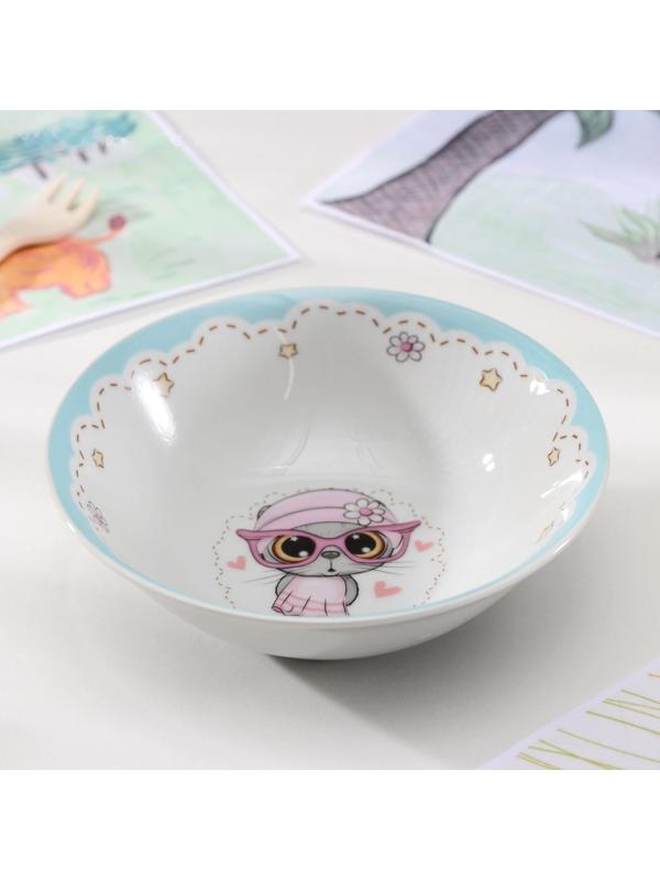 Тарелка глубокая Доляна «Котик», 400 мл, d=15 см