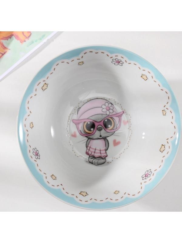 Тарелка глубокая Доляна «Котик», 400 мл, d=15 см