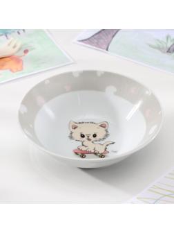 Тарелка глубокая Доляна «Котёнок на скейте», 400 мл, d=15 см