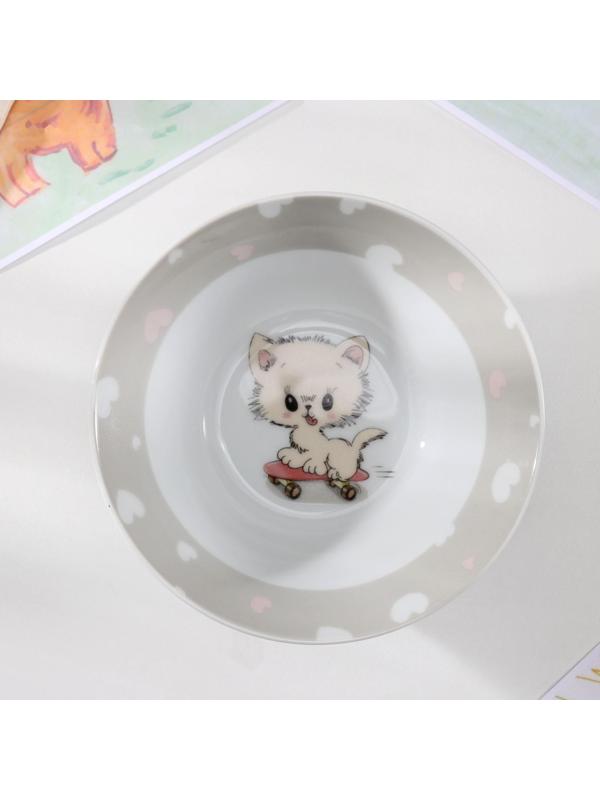 Тарелка глубокая Доляна «Котёнок на скейте», 400 мл, d=15 см