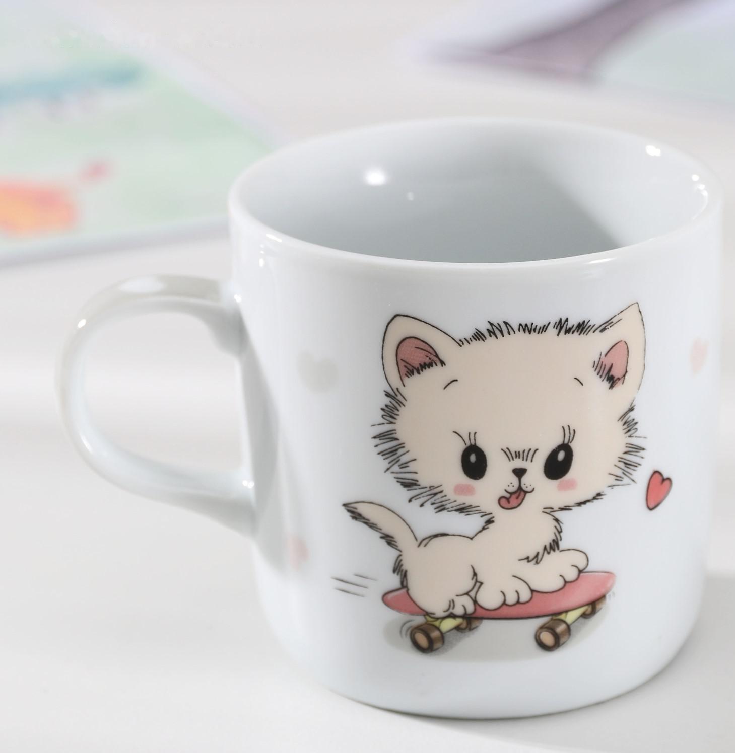 Кружка детская Доляна «Котёнок на скейте», 230 мл