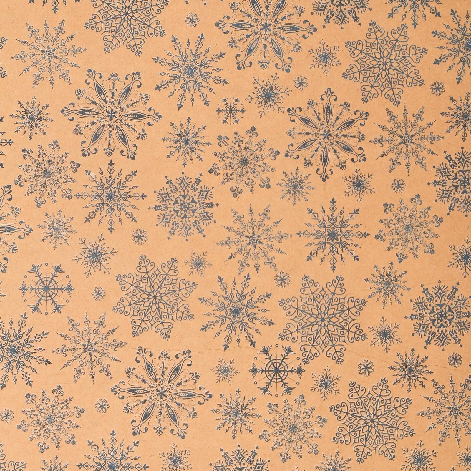 Бумага упаковочная крафтовая «Снежинки», 50 × 70 см