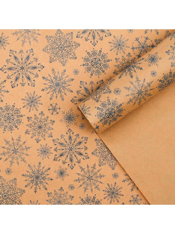 Бумага упаковочная крафтовая «Снежинки», 50 × 70 см