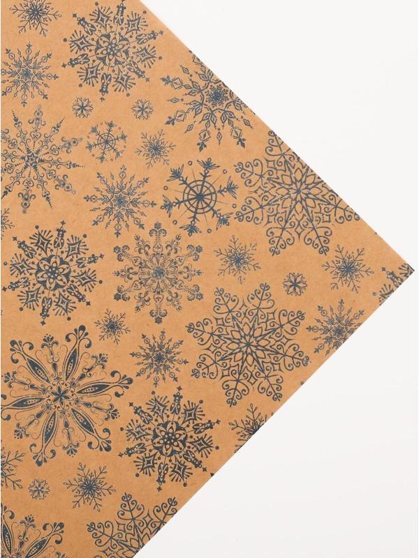 Бумага упаковочная крафтовая «Снежинки», 50 × 70 см