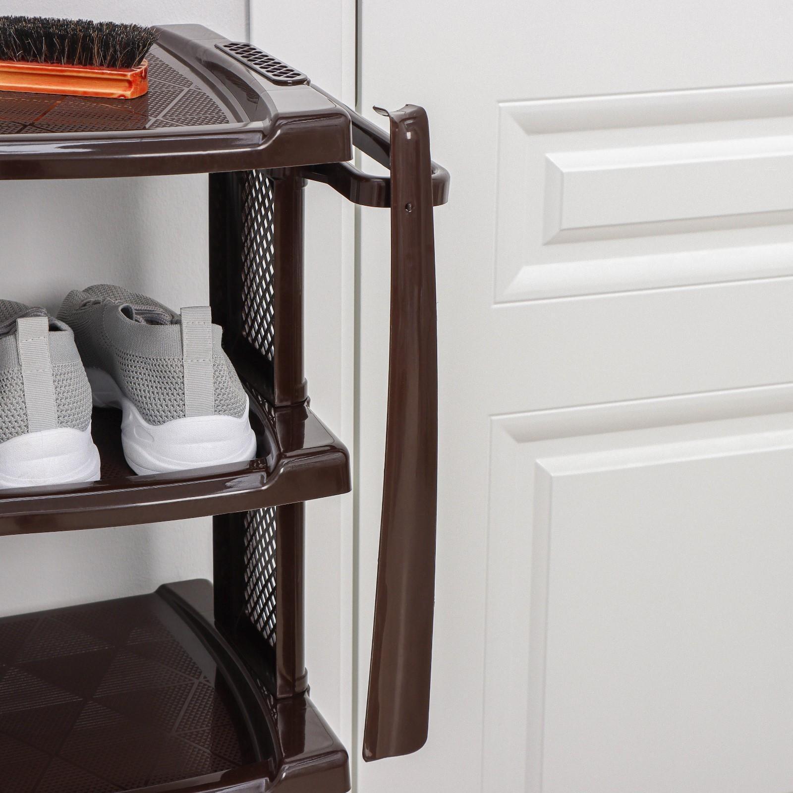 Полка для обуви с ложкой, 5 яруса, 50×32,5×91 см, цвет коричневый