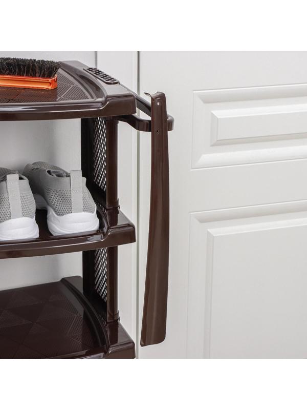 Полка для обуви с ложкой, 5 яруса, 50×32,5×91 см, цвет коричневый
