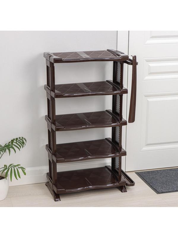 Полка для обуви с ложкой, 5 яруса, 50×32,5×91 см, цвет коричневый