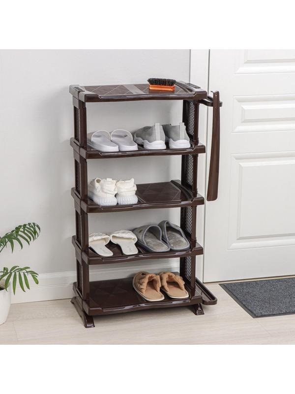 Полка для обуви с ложкой, 5 яруса, 50×32,5×91 см, цвет коричневый