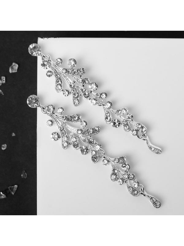 Серьги висячие со стразами 