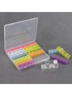 Органайзер для декора, 14 блоков, 4 ячейки, 21 × 17,5 × 2,7 см, разноцветный