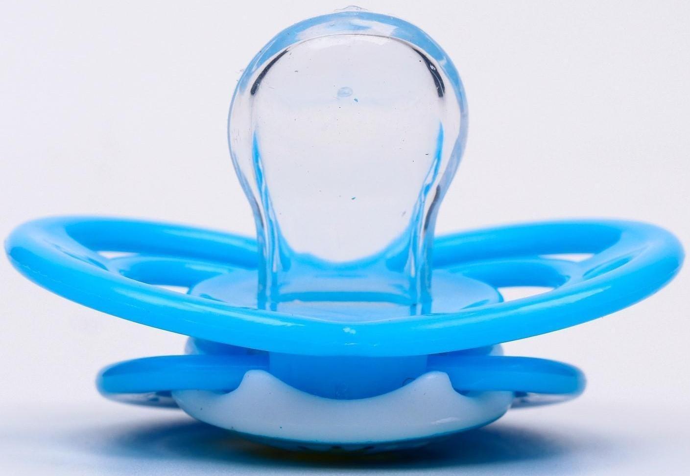 Соска-пустышка ортодонтическая, силикон, от 3 мес., «Лев», цвет голубой