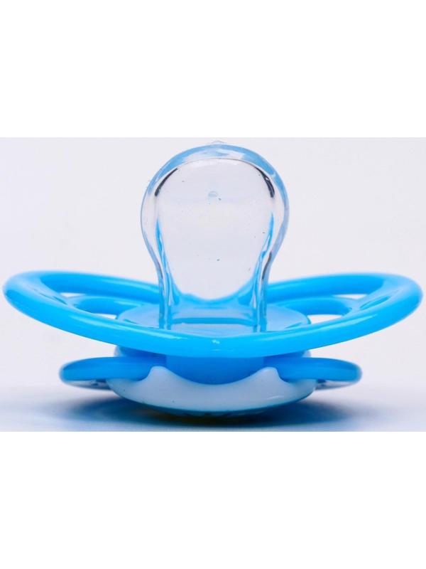 Соска-пустышка ортодонтическая, силикон, от 3 мес., «Лев», цвет голубой