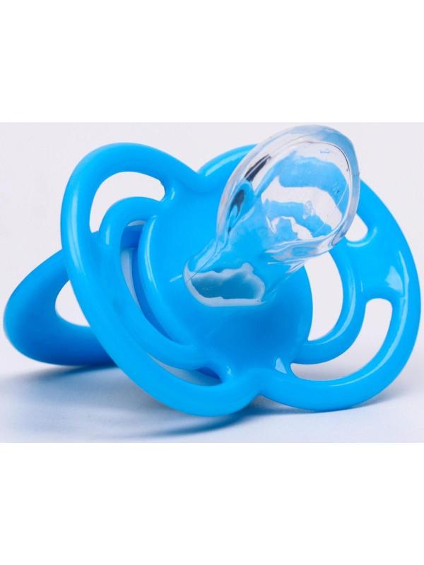 Соска-пустышка ортодонтическая, силикон, от 3 мес., «Лев», цвет голубой