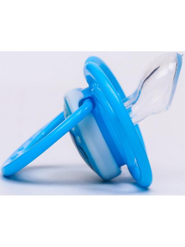 Соска-пустышка ортодонтическая, силикон, от 3 мес., «Лев», цвет голубой