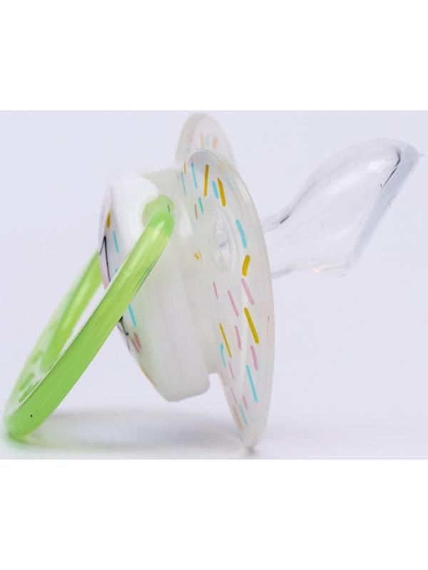 Соска-пустышка ортодонтическая, силикон, от 3 мес., «Кошечка», цвет зеленый