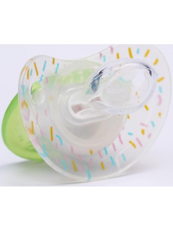 Соска-пустышка ортодонтическая, силикон, от 3 мес., «Кошечка», цвет зеленый