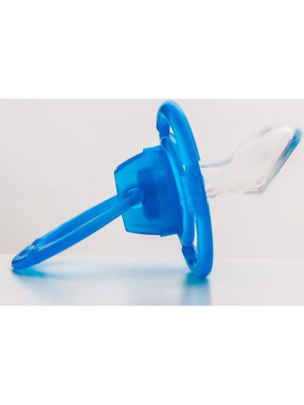 Пустышка ортодонтическая, силикон, от 0 - 3 мес., с колпачком, «Бантик», цвет голубой