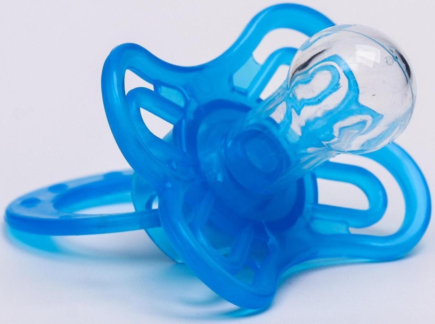 Соска-пустышка классическая, силикон, от 0 мес., с колпачком «Бабочка», цвет голубой