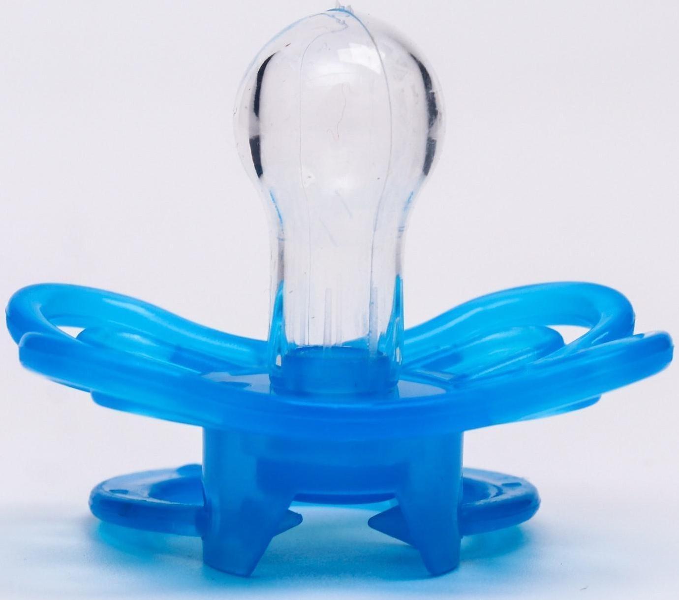 Соска-пустышка классическая, силикон, от 0 мес., с колпачком «Бабочка», цвет голубой