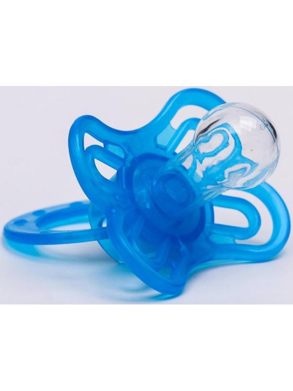 Соска-пустышка классическая, силикон, от 0 мес., с колпачком «Бабочка», цвет голубой