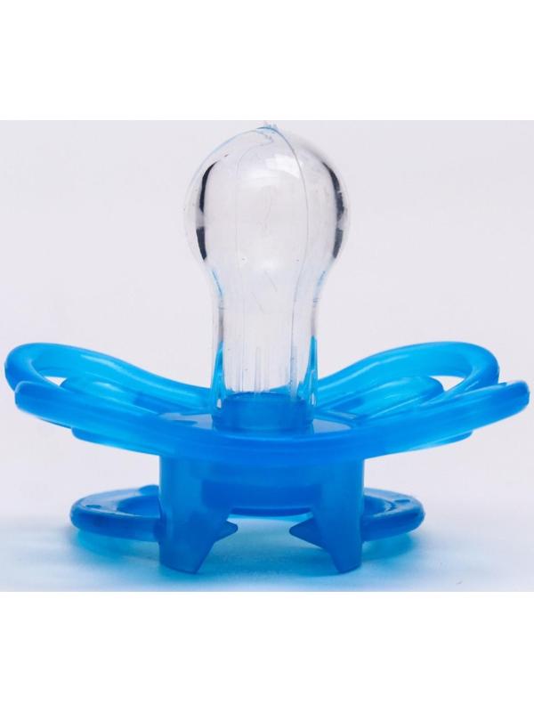 Соска-пустышка классическая, силикон, от 0 мес., с колпачком «Бабочка», цвет голубой
