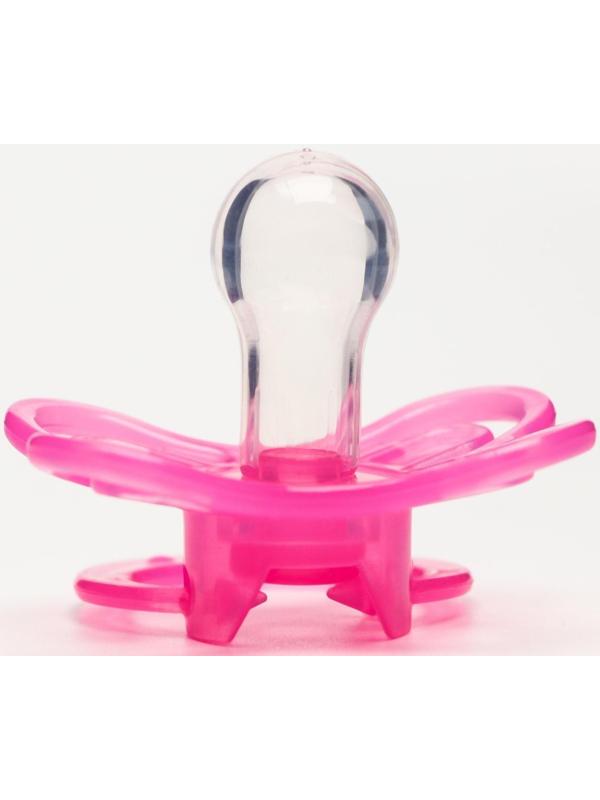 Соска-пустышка классическая, силикон, от 0 мес., с колпачком «Бабочка», цвет розовы