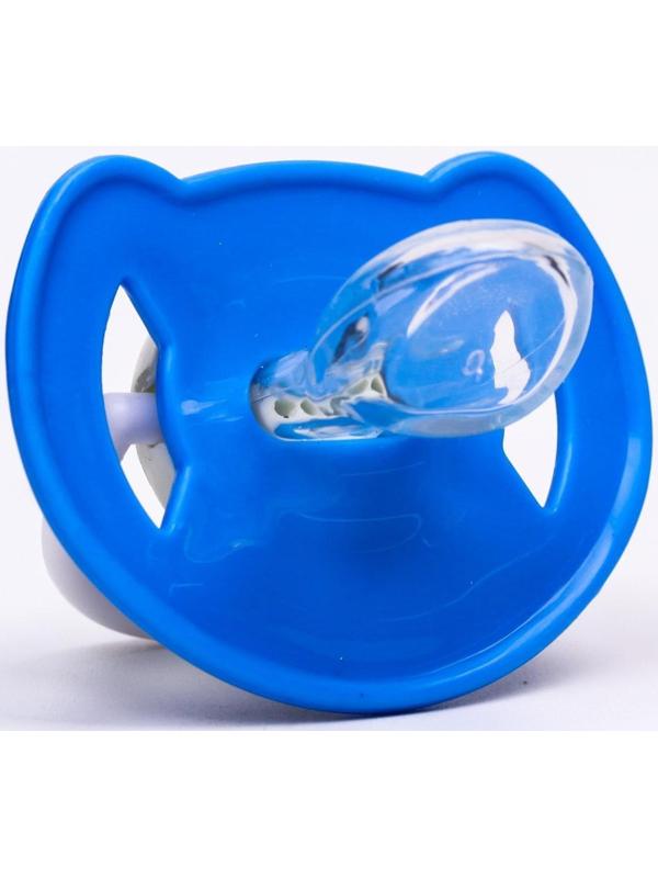 Соска-пустышка ортодонтическая, силикон, от 6 мес., с колпачком, «Самолет», цвет голубой
