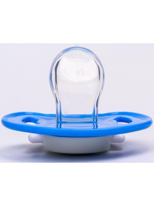 Соска-пустышка ортодонтическая, силикон, от 6 мес., с колпачком, «Самолет», цвет голубой