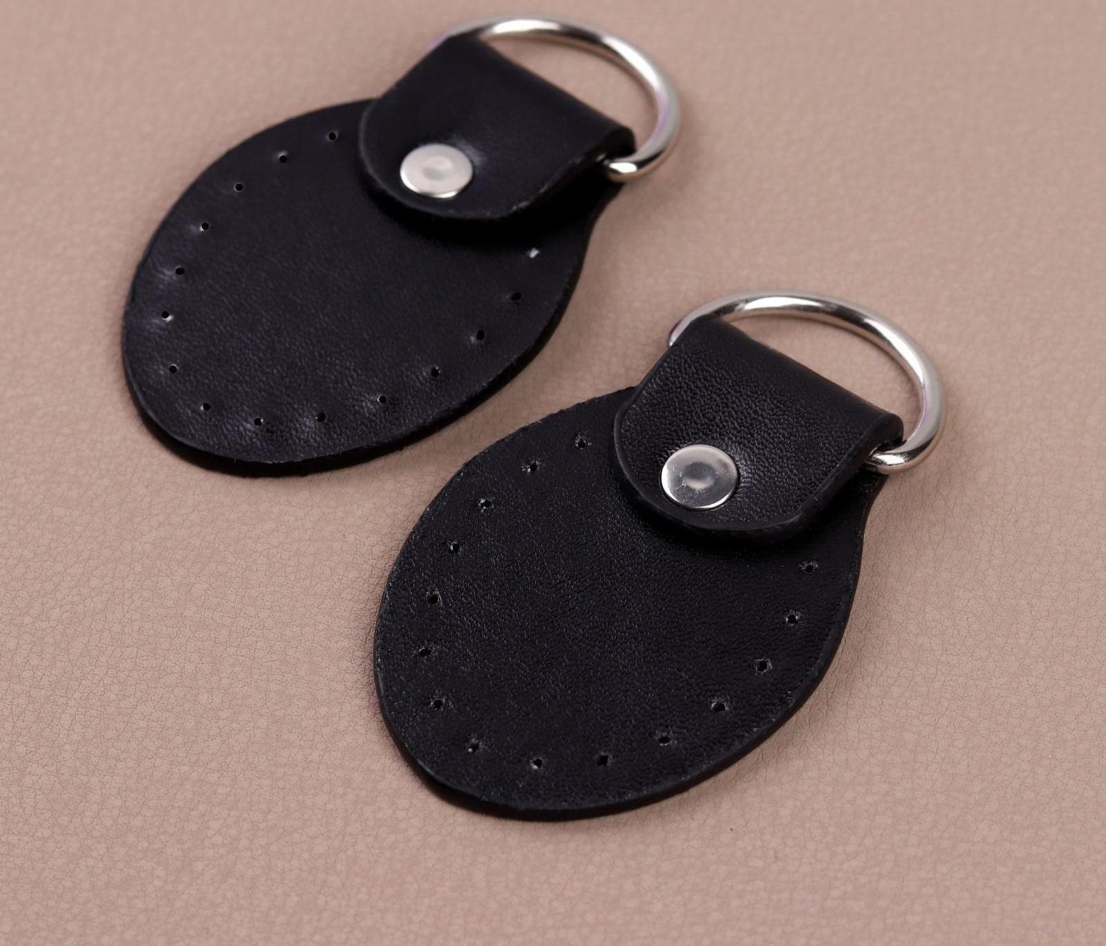 Петля пришивная для сумки, с полукольцом, пара, 8 × 4,5 см, цвет чёрный/серебряный