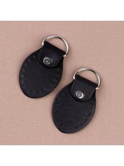 Петля пришивная для сумки, с полукольцом, пара, 8 × 4,5 см, цвет чёрный/серебряный