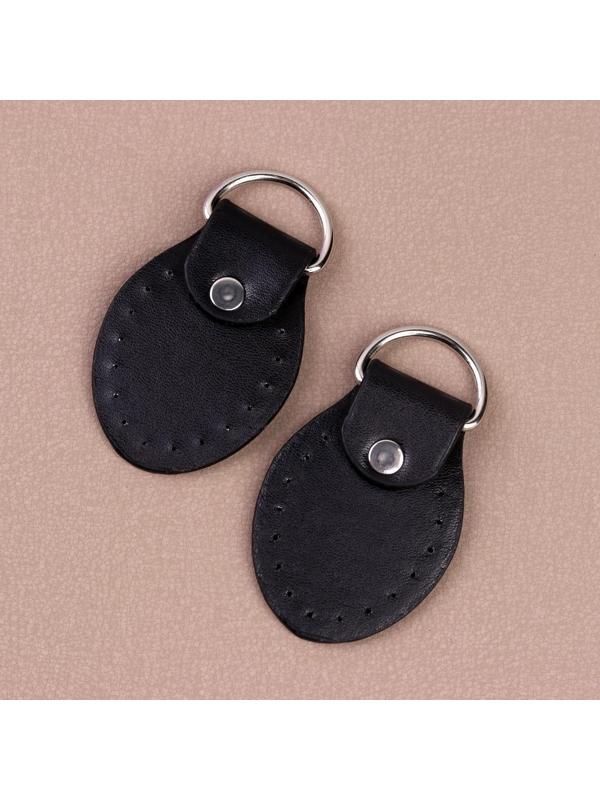 Петля пришивная для сумки, с полукольцом, пара, 8 × 4,5 см, цвет чёрный/серебряный