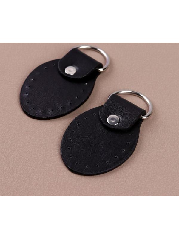 Петля пришивная для сумки, с полукольцом, пара, 8 × 4,5 см, цвет чёрный/серебряный