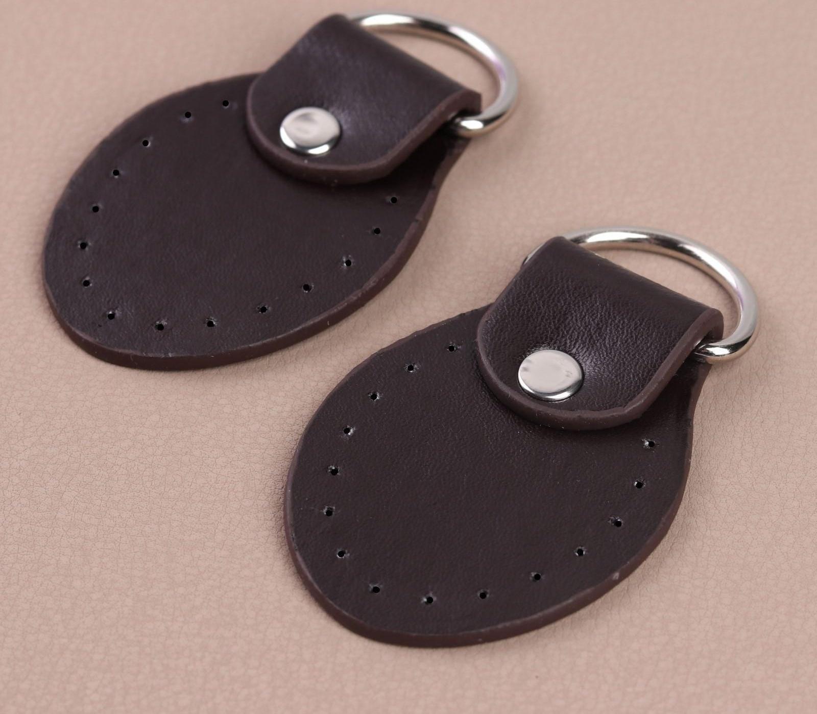 Петля пришивная для сумки, с полукольцом, пара, 8 × 4,5 см, цвет коричневый/серебряный