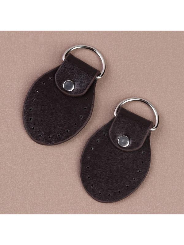 Петля пришивная для сумки, с полукольцом, пара, 8 × 4,5 см, цвет коричневый/серебряный