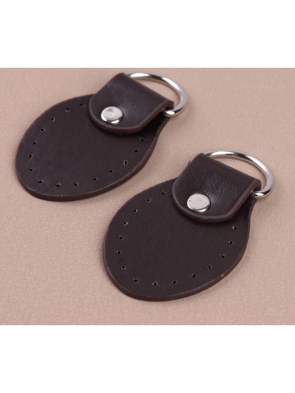 Петля пришивная для сумки, с полукольцом, пара, 8 × 4,5 см, цвет коричневый/серебряный