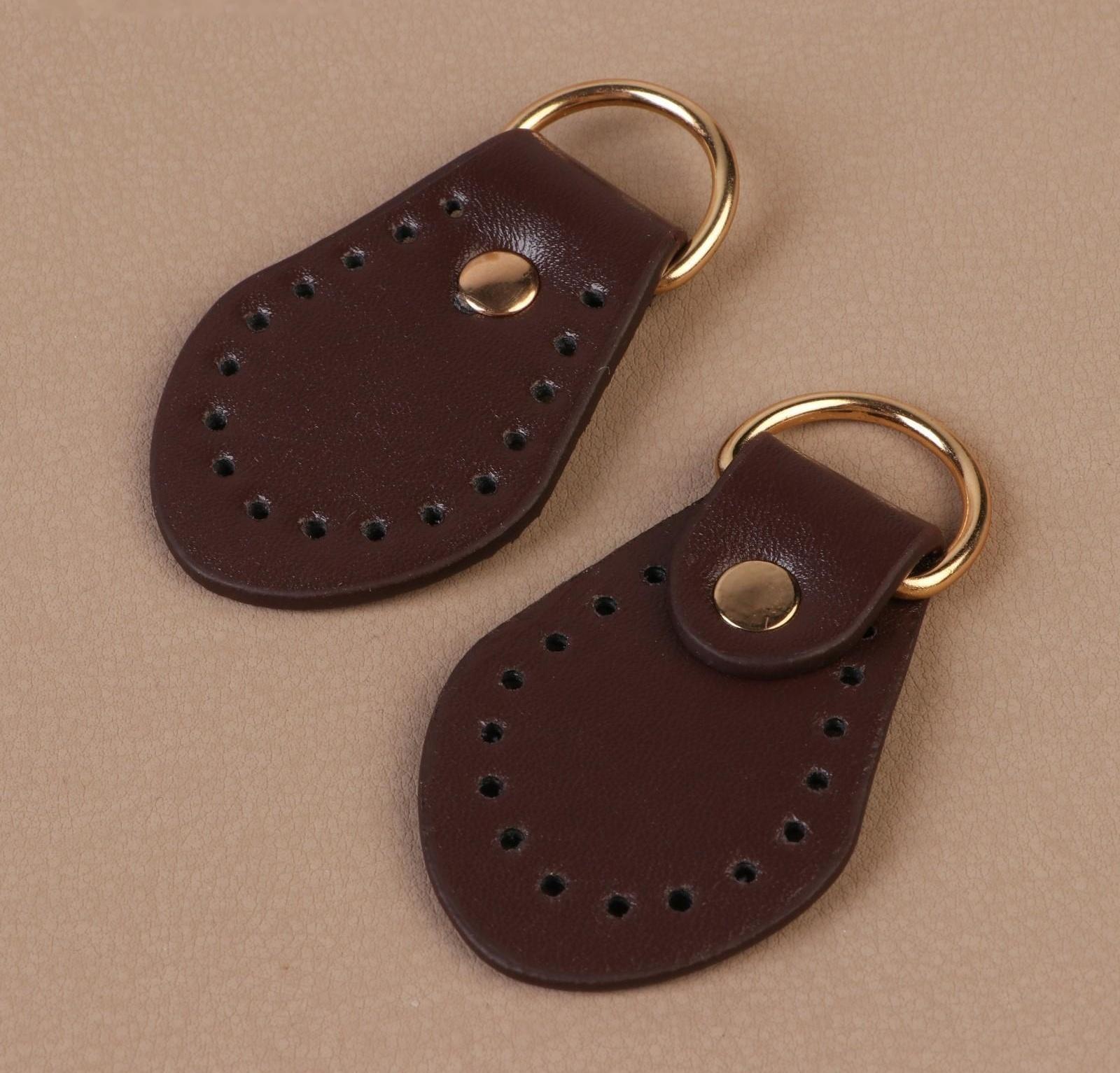 Петля пришивная для сумки, с полукольцом, пара, 7,5 × 4 см, цвет коричневый/золотой