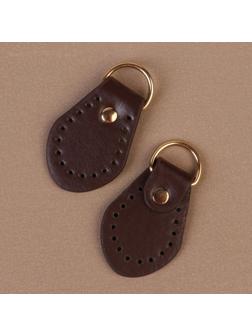 Петля пришивная для сумки, с полукольцом, пара, 7,5 × 4 см, цвет коричневый/золотой